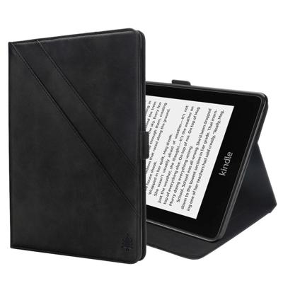Horizontale Flip dubbele houder lederen hoes for Amazon Kindle Paperwhite 4 (2018), met-kaartsleuven & fotolijstjes (zwart)
