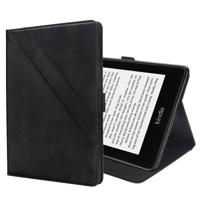 Horizontale Flip dubbele houder lederen hoes for Amazon Kindle Paperwhite 4 (2018), met-kaartsleuven & fotolijstjes (zwart) - thumbnail