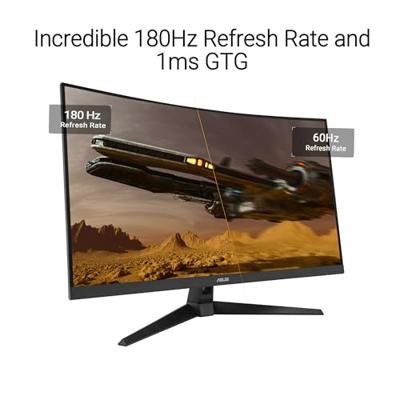ASUS TUF Gaming VG32WQ3B 31,5 inch gaming monitor (QHD, gebogen, 180 Hz, ELMB, FreeSync, 1ms GTG (minimaal 0,5 ms), 90% DCI-P3, HDR, DisplayWidget Center)