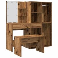 Kaptafelset met LED-verlichting bewerkt hout oud houtkleurig - thumbnail