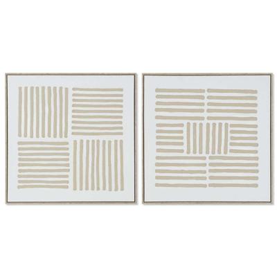 Schilderij Home ESPRIT Wit Beige Scandinavisch 83 x 4,5 x 83 cm (2 Stuks)