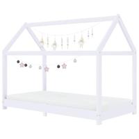 Kinderbedframe massief grenenhout wit 70x140 cm - thumbnail