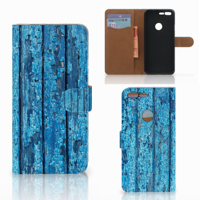 Google Pixel XL Book Style Case Wood Blue - thumbnail