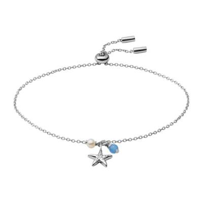 Fossil JFS00572040 Armband zilver-parel blauw-wit Fossil JFS00572040 Armband zilver-parel blauw-wit