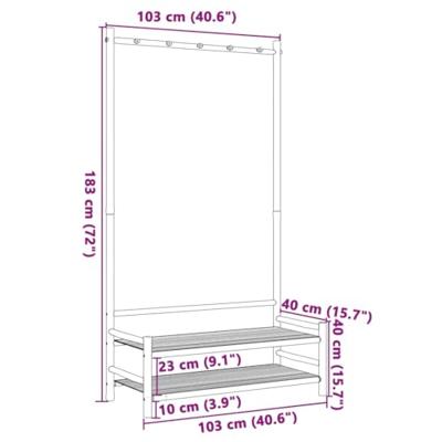 Kledingrek met schappen 103x40x183 cm bamboe Kledingrek met schappen 103x40x183 cm bamboe