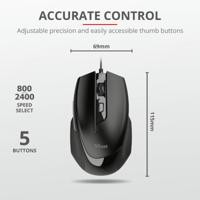 Trust Voca Comfortabele muis Muis Zwart - thumbnail