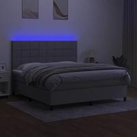 Boxspring met matras en LED stof lichtgrijs 160x200 cm - thumbnail