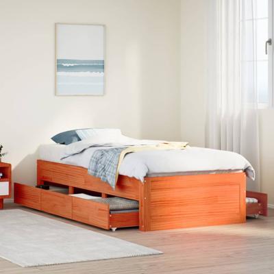 Bedframe zonder matras met lades grenenhout wasbruin 90x200 cm