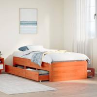 Bedframe zonder matras met lades grenenhout wasbruin 90x200 cm - thumbnail