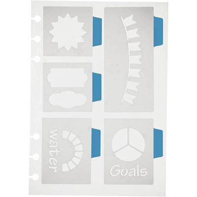 Sjabloon, 5 grote motieven, vel 12,5x17,5 cm, 1 vel