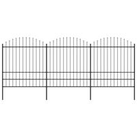 Tuinhek met speren bovenkant (1,75-2)x5,1 m staal zwart - thumbnail