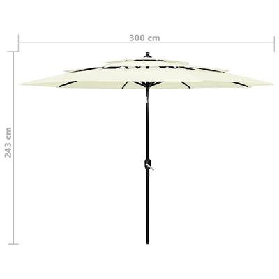 Parasol 3-laags met aluminium paal 3 m zandkleurig