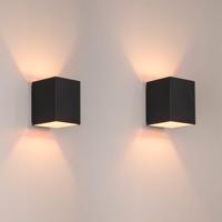 2x Cometa nero oro by LUSENZ - Up and downlight - Rechthoekige wandlamp met mat zwarte coating en gouden interieur - thumbnail