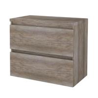 Badmeubelset BWS Salt 80x46cm Greeploos 2 Lades Met Afdekplaat Scotch Oak - thumbnail