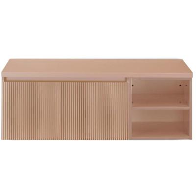 Frozen 3D Badmeubelset 120 cm - Greeplijst in Kleur - Wastafel Regaalkast met Bovenblad Peach