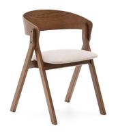 Kave Home Godia eetkamerstoel chenille Beige/wenge - thumbnail