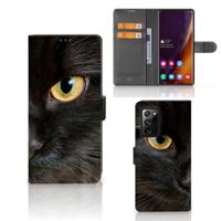 Samsung Galaxy Note20 Ultra | Telefoonhoesje | Met pasjeshouder | Zwarte Kat - thumbnail