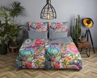 HIP Kussensloop "mandalas en bloemen" - Grijs - (40x80 cm) - Katoen Satijn - thumbnail