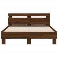Bedframe met hoofdeinde en LED bruin eikenkleur 200x200 cm - thumbnail