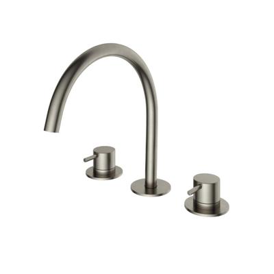 Wastafelmengkraan Hotbath Cobber 3 gats 2-hendel Gebogen 26.1 cm Geborsteld Nikkel Wastafelmengkraan Hotbath Cobber 3 gats 2-hendel Gebogen 26.1 cm Geborsteld Nikkel