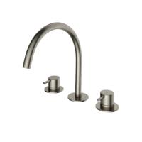 Wastafelmengkraan Hotbath Cobber 3 gats 2-hendel Gebogen 26.1 cm Geborsteld Nikkel - thumbnail