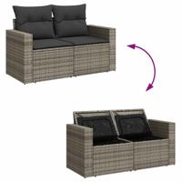 6-delige Loungeset met kussens poly rattan grijs - thumbnail