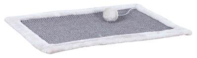 Kattenkrabmat met pluche rand, 55 × 35 cm, lichtgrijs
