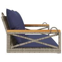 Schommelbank met kussens 109x62x40 cm poly rattan grijs - thumbnail