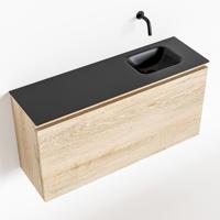 MONDIAZ OLAN 100cm toiletmeubel washed_oak. LEX wastafel urban rechts geen kraangat - thumbnail