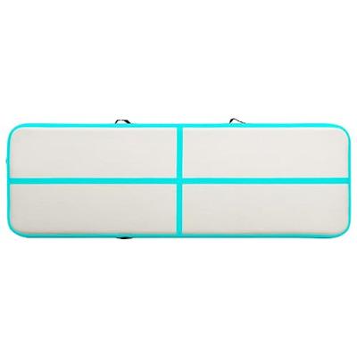 VidaXL Gymnastiekmat met pomp opblaasbaar 500x100x20 cm pvc groen - thumbnail