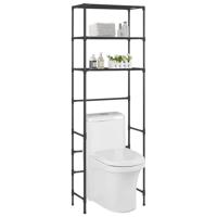 VidaXL Opbergrek voor boven toilet 3-laags 53x28x169 cm zwart - thumbnail