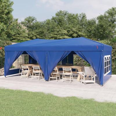 Partytent inklapbaar met zijwanden 3x6 m blauw - thumbnail