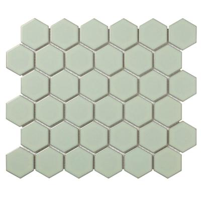 Mozaïek Barcelona 28.1x32.5 cm Geglazuurd Porselein Hexagon Glanzend Licht Groen Met Rand The Mosaic Factory Mozaïek Barcelona 28.1x32.5 cm Geglazuurd Porselein Hexagon Glanzend Licht Groen Met Rand The Mosaic Factory