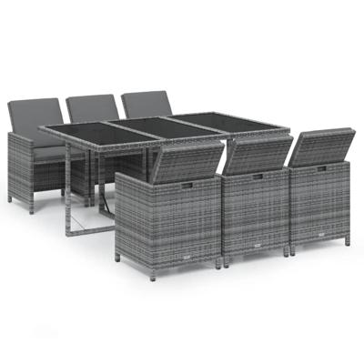 7-delige Tuinset met kussens poly rattan grijs - thumbnail