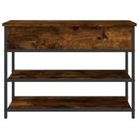 Schoenenbankje 70x42,5x50 cm bewerkt hout gerookt eikenkleurig - thumbnail
