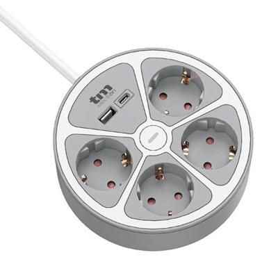 4-voudige Stekkerdoos met Schakelaar TM Electron 3680 W Wit Grijs 30 W (1,5 m)