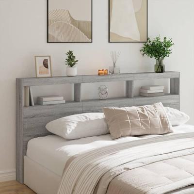 Hoofdbordkast met LED-verlichting 200x17x102 cm grijs sonoma Hoofdbordkast met LED-verlichting 200x17x102 cm grijs sonoma