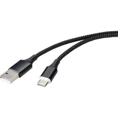 Renkforce RF-4746076 USB-kabel USB 2.0 USB-A stekker, USB-C stekker 1.00 m Zwart Magnetische stekker