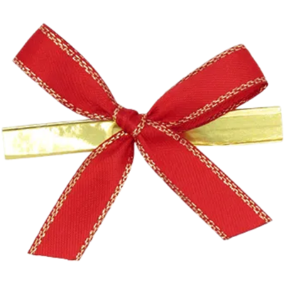 Strik op clip | 6cm | rood/goud | zak à 300 stuks