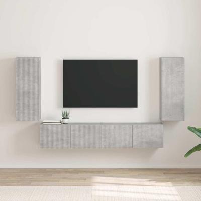 TV Wandkast 2 pcs Beton 30 x 31 x 80 cm Bewerkt hout
