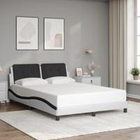 Bedframe zonder matras "Zadar" kunstleer wit en zwart 140x190 cm - thumbnail