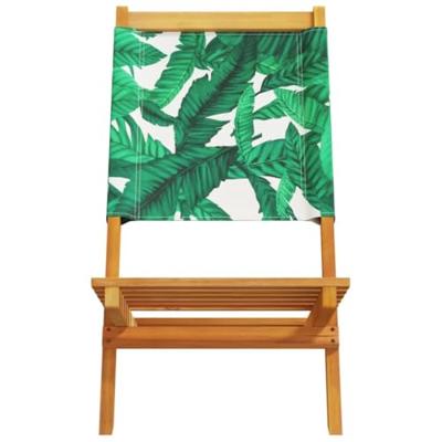 Tuinstoelen 2 st bladpatroon massief acaciahout en stof - thumbnail