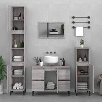 Wastafelkast 80x33x60 cm bewerkt hout grijs sonoma eikenkleurig - thumbnail