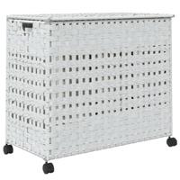 VidaXL Wasmand op wielen 66x35x60 cm rattan wit - thumbnail