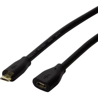 LogiLink CU0120 USB-kabel USB 2.0 USB-micro-B stekker, USB-micro-B bus 0.50 m Zwart
