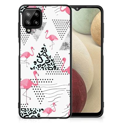 Samsung Galaxy A12 Dierenprint Telefoonhoesje Flamingo Triangle Samsung Galaxy A12 Dierenprint Telefoonhoesje Flamingo Triangle