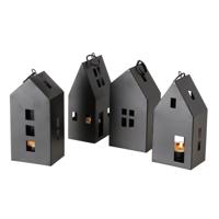 Boltze Home Lantaarn bryne house h17cm metaal zwart - thumbnail