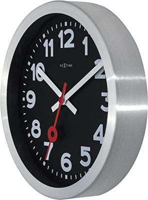 NeXtime NE-3998ARZW Wandklok 'Station' Ø19 Cm, Geborsteld Aluminium Zwart NeXtime NE-3998ARZW Wandklok 'Station' Ø19 Cm, Geborsteld Aluminium Zwart