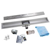 RVS Douchegoot flens met uitneembaar sifon STANDAARD ROOSTER (alle maten) - thumbnail