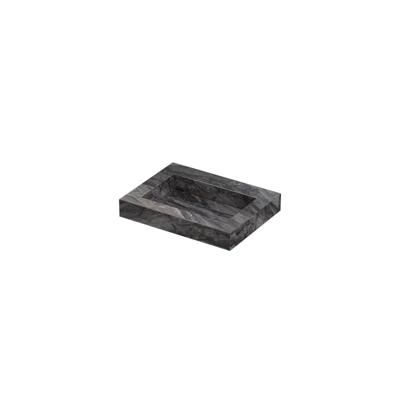 INK Pitch Wastafel keramische slab bak met drain en front en side skirts zonder kraangat 60x45x9 Venice brown glossy